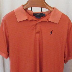 Polo by Ralph Lauren Mens Orange Performance Polo Size Large Custom Fit EUC